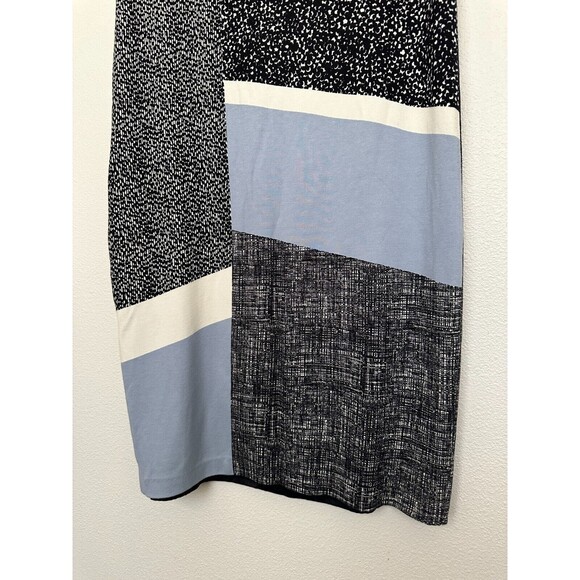 MaxMara Sheath Patchwork Dress V-Neck Workwear Black Blue Size 8 Made in Italy - Picture 9 of 9